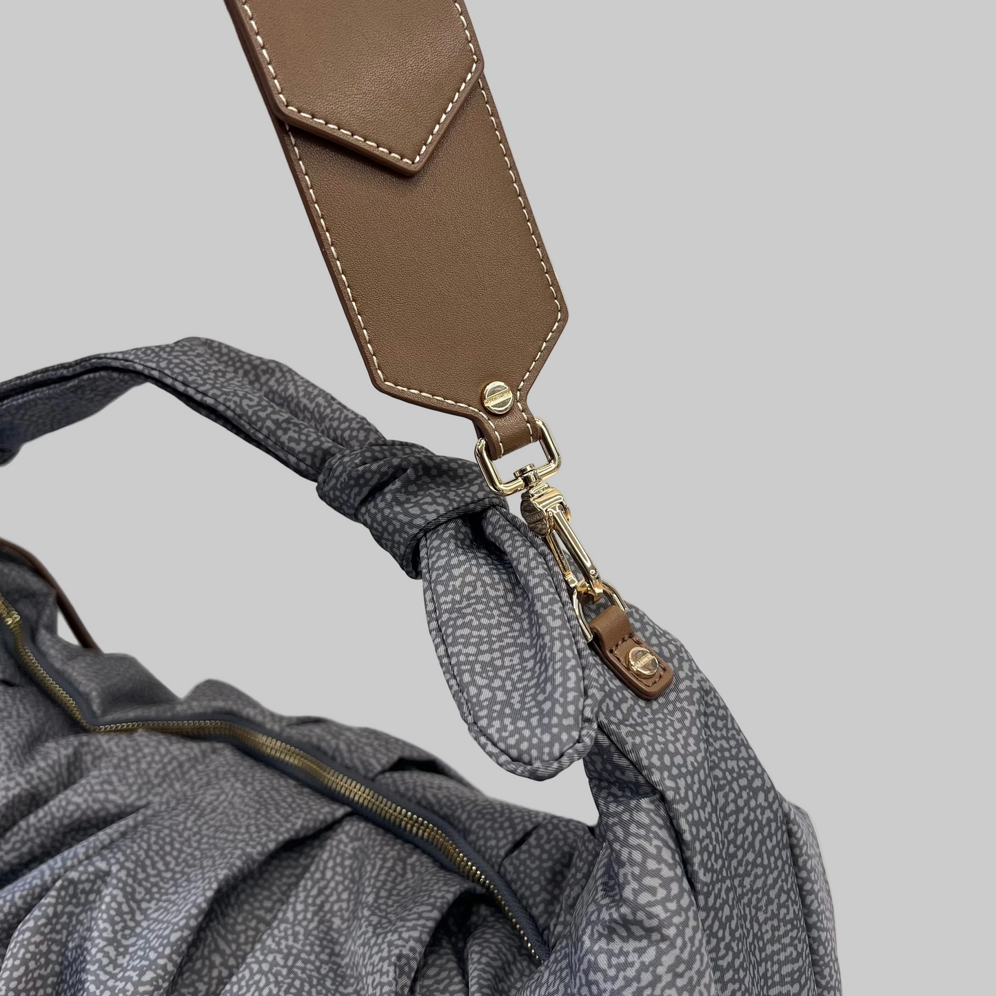 BORBONESE Borsa "Hobo Luna" in tessuto toni grigio