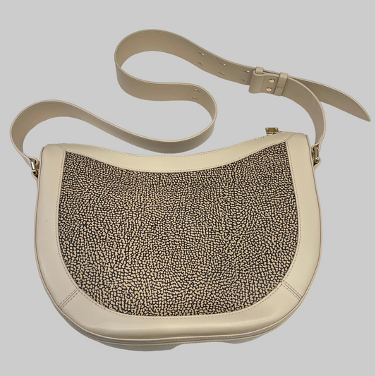 BORBONESE Borsa in pelle crema "Luna Middle"