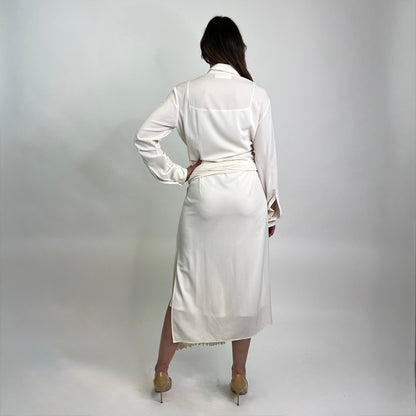 BOSS Abito lungo panna con dettagli plissè