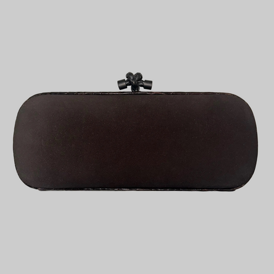 BOTTEGA VENETA Borsa pochette "Knot" in tessuto marrone con inserti cocco