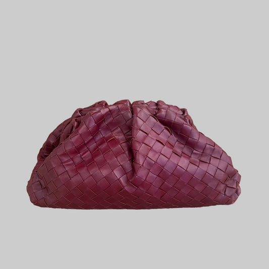 BOTTEGA VENETA Pochette Pouch bordeaux in pelle intrecciata
