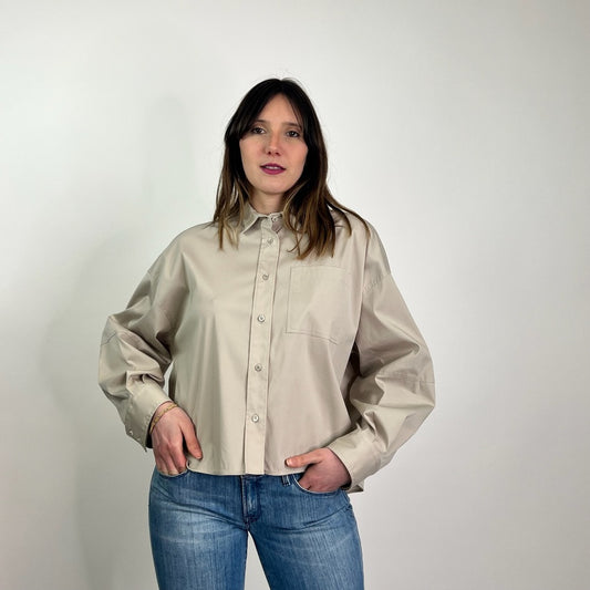 BRUNELLO CUCINELLI Camicia sabbia con piccole borchiette 