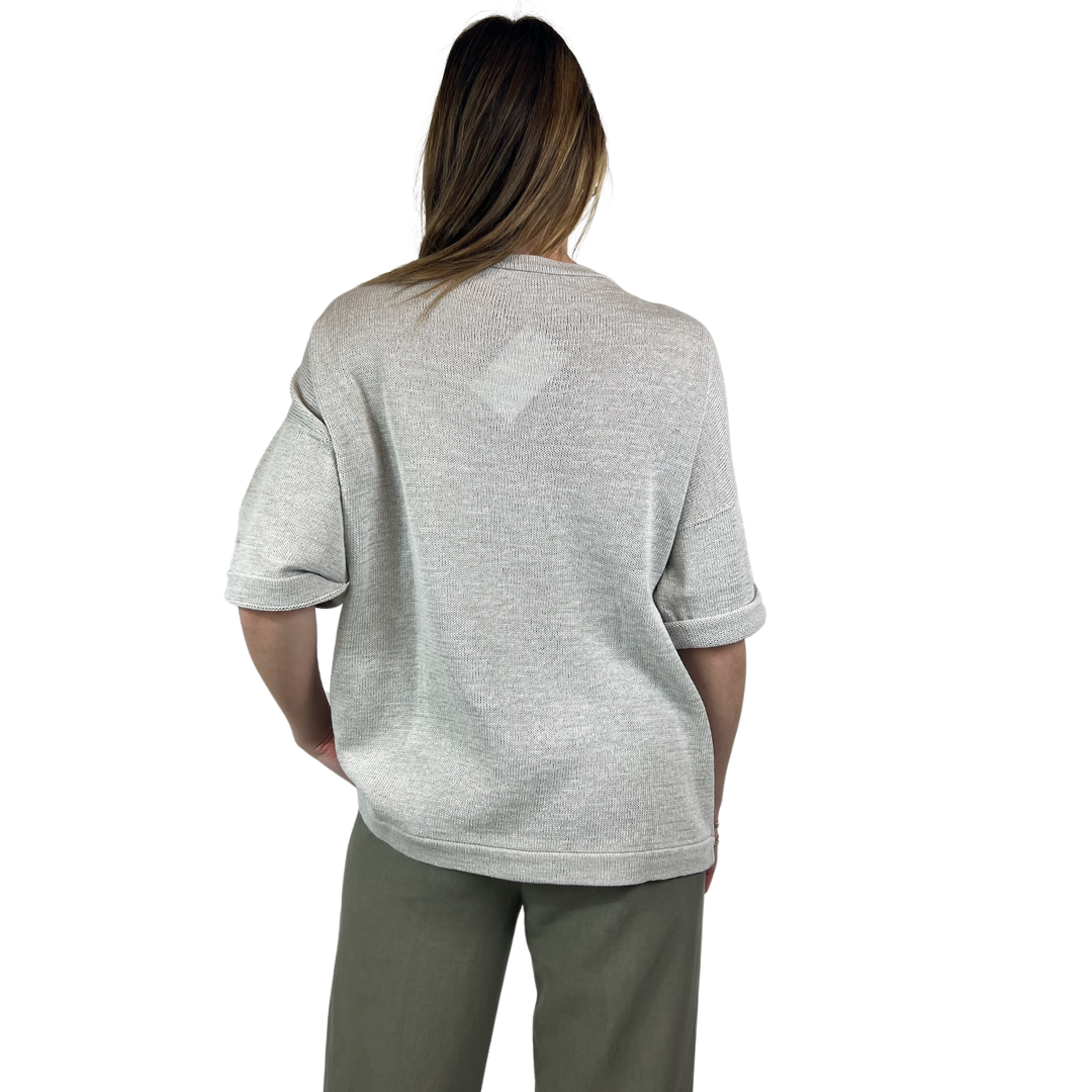 BRUNELLO CUCINELLI Maglia in cotone grigia con borchiette