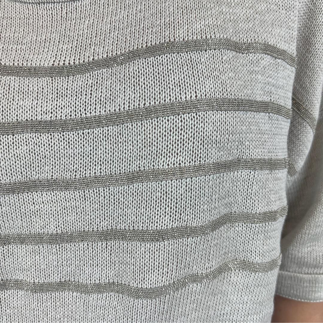 BRUNELLO CUCINELLI Maglia in cotone grigia con borchiette