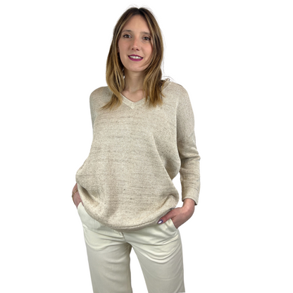 BRUNELLO CUCINELLI Maglia in lino con lurex oro