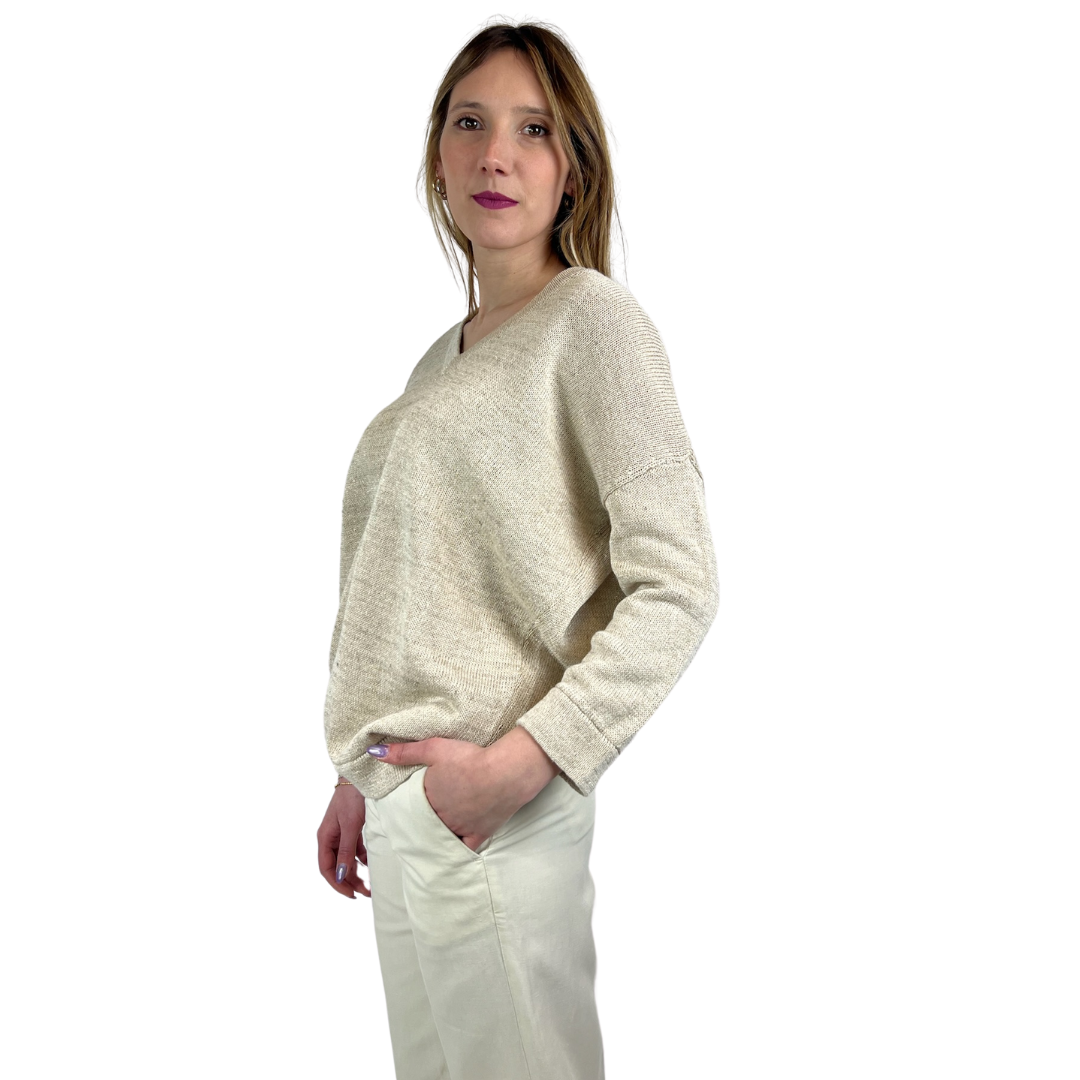 BRUNELLO CUCINELLI Maglia in lino con lurex oro