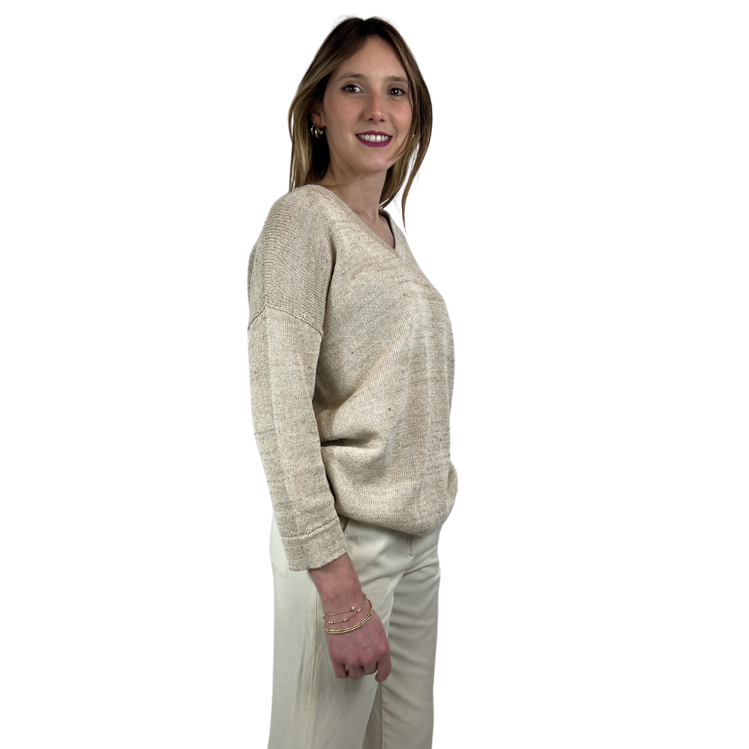 BRUNELLO CUCINELLI Maglia in lino con lurex oro