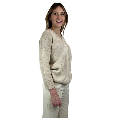 BRUNELLO CUCINELLI Maglia in lino con lurex oro