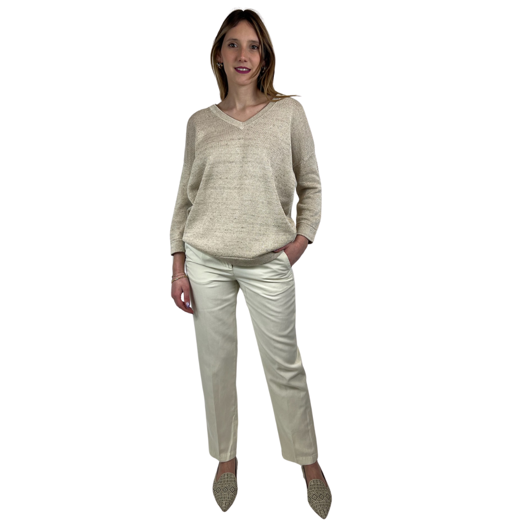 BRUNELLO CUCINELLI Maglia in lino con lurex oro