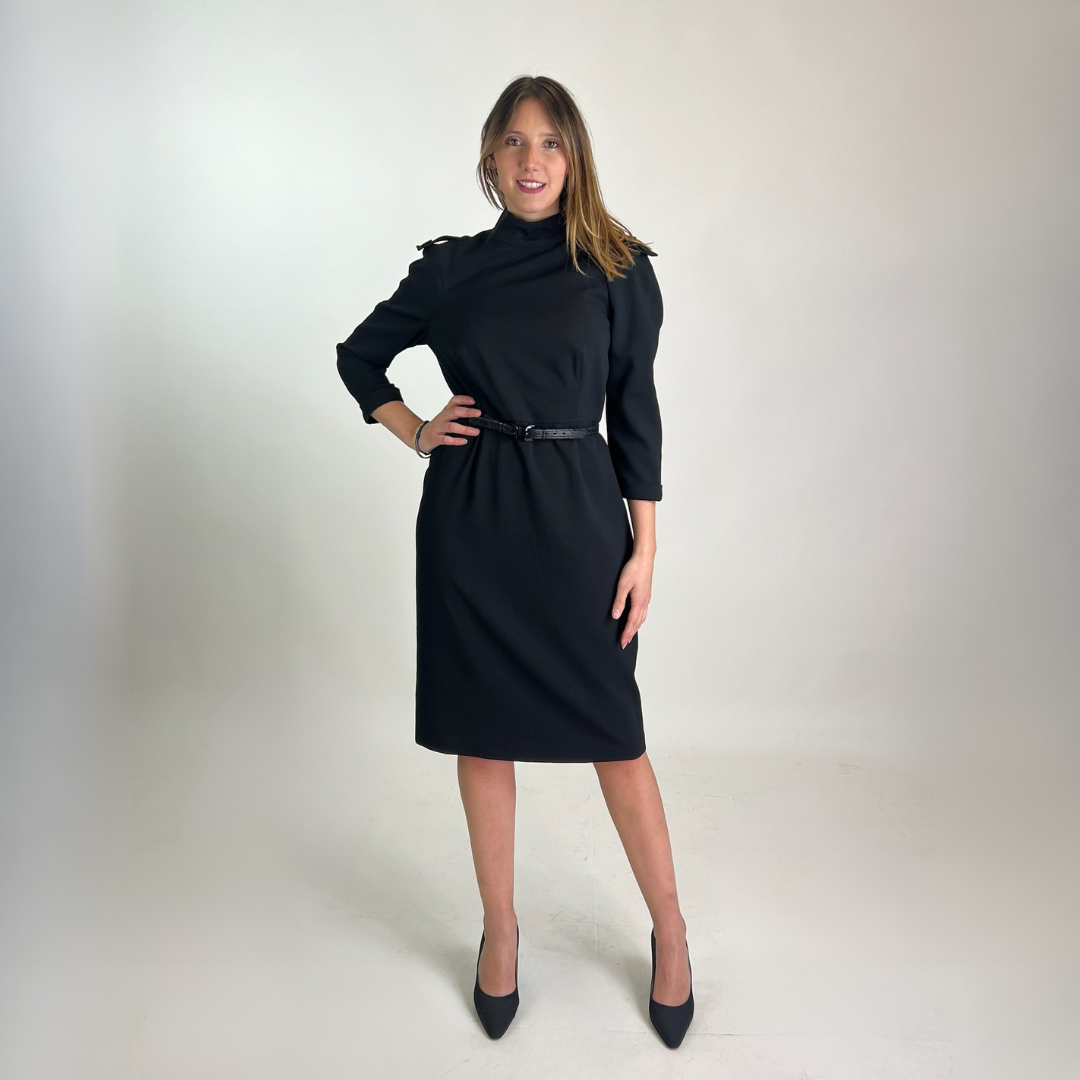 BURBERRY  Abito nero con cintura