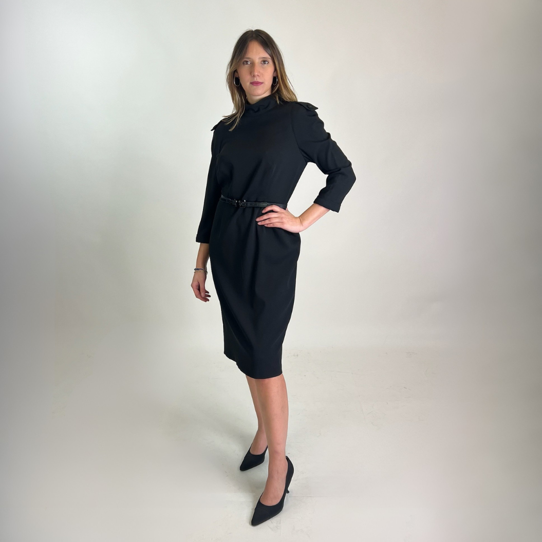 BURBERRY  Abito nero con cintura