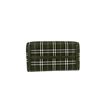 BURBERRY Borsa shopping grande in tessuto check verde