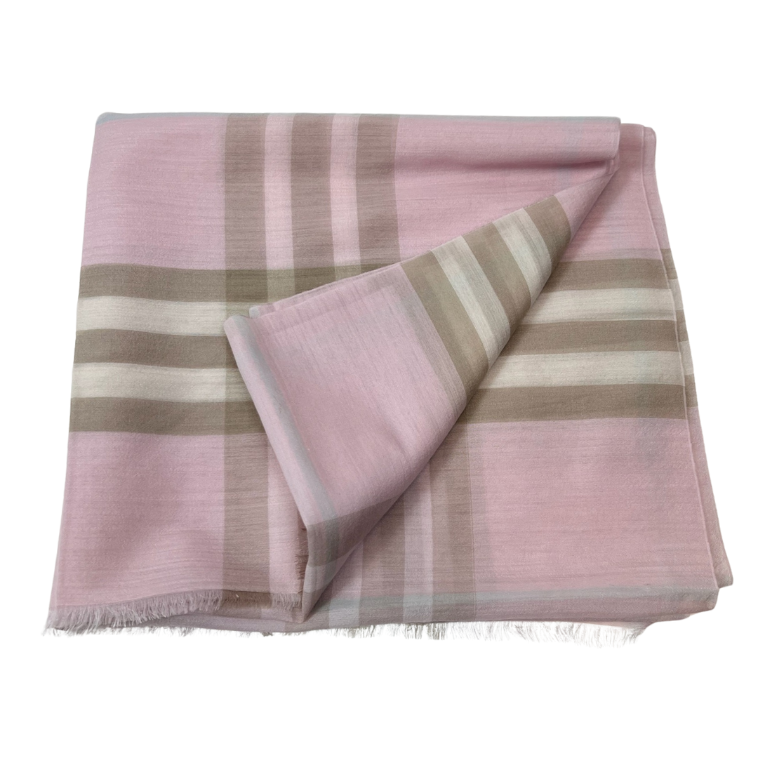 BURBERRY Sciarpa in check rosa in garza di seta e lana 