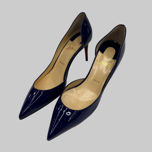 C. LOUBOUTIN Scarpa décolleté vernice bluette viola "Iriza"