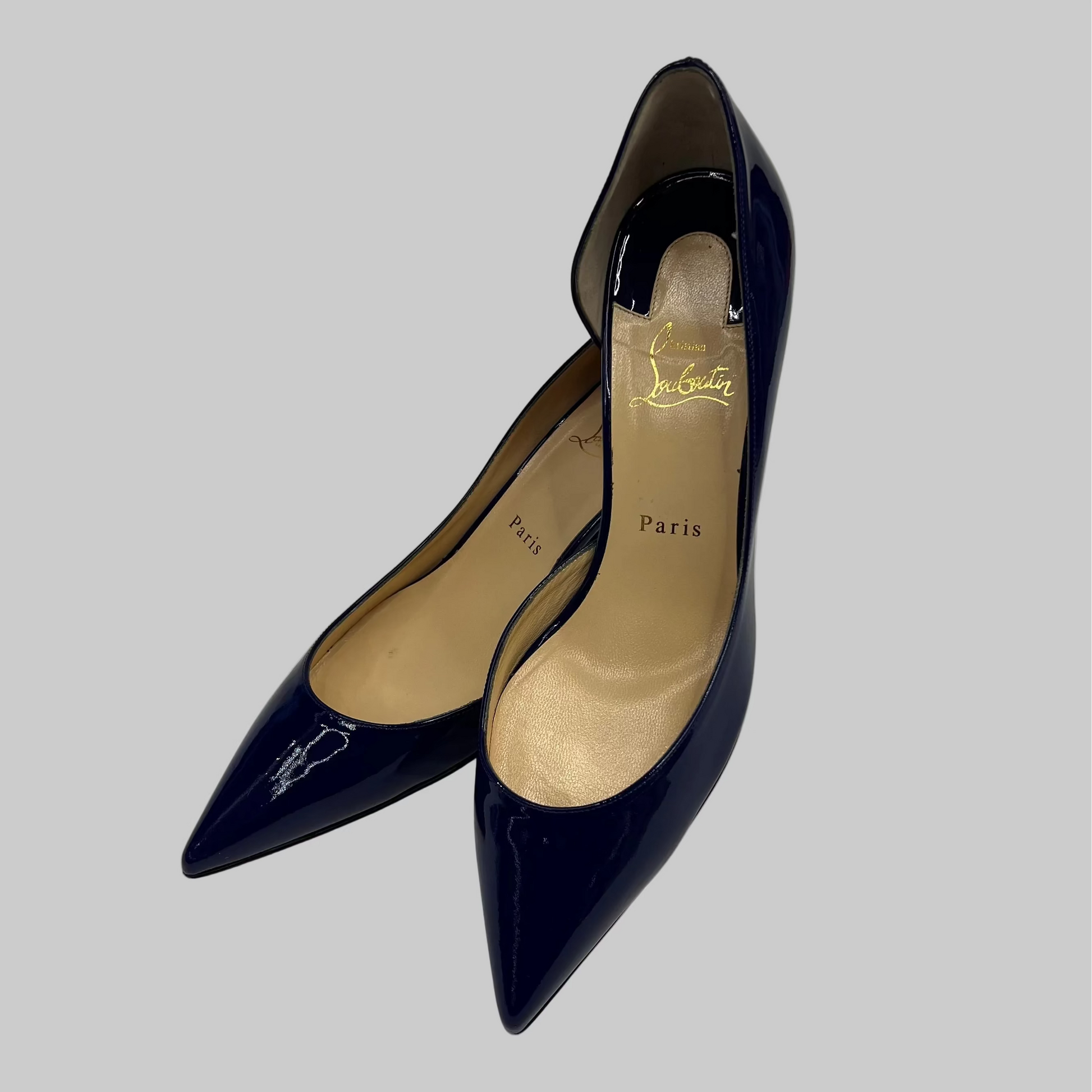C. LOUBOUTIN Scarpa décolleté vernice bluette viola "Iriza"