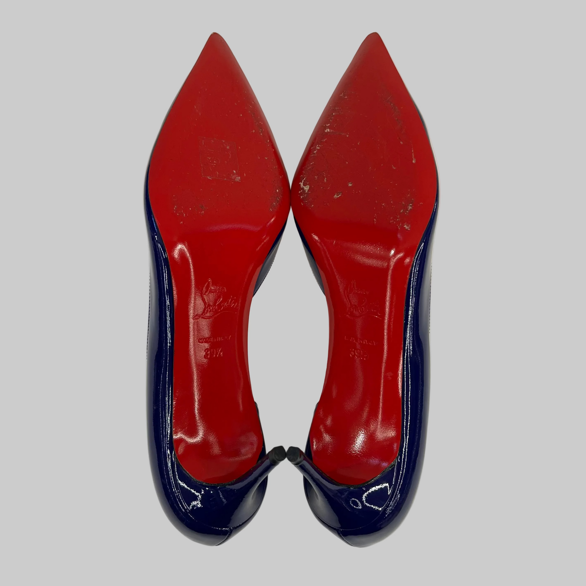 C. LOUBOUTIN Scarpa décolleté vernice bluette viola "Iriza"