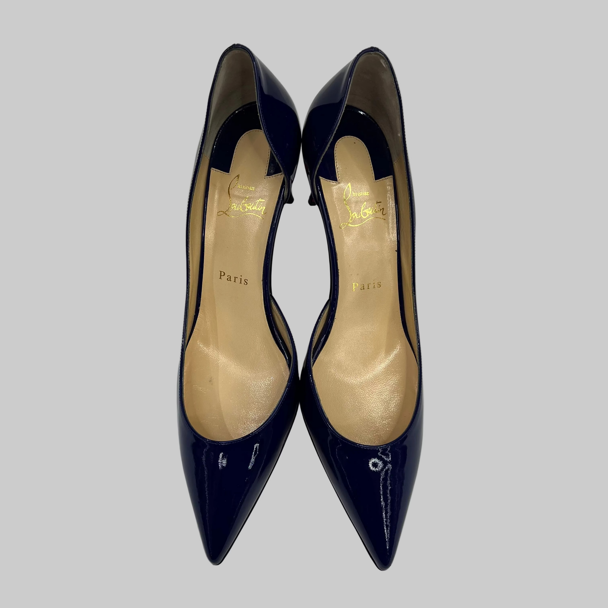 C. LOUBOUTIN Scarpa décolleté vernice bluette viola "Iriza"