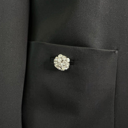 PRADA Cappottino nero con collo bianco e bottoni gioiello