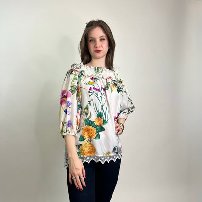 PAROSH Casacca fiorata bordo in pizzo