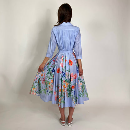 LAVI COUTURE Abito Ninni azzurro con fiori multicolor