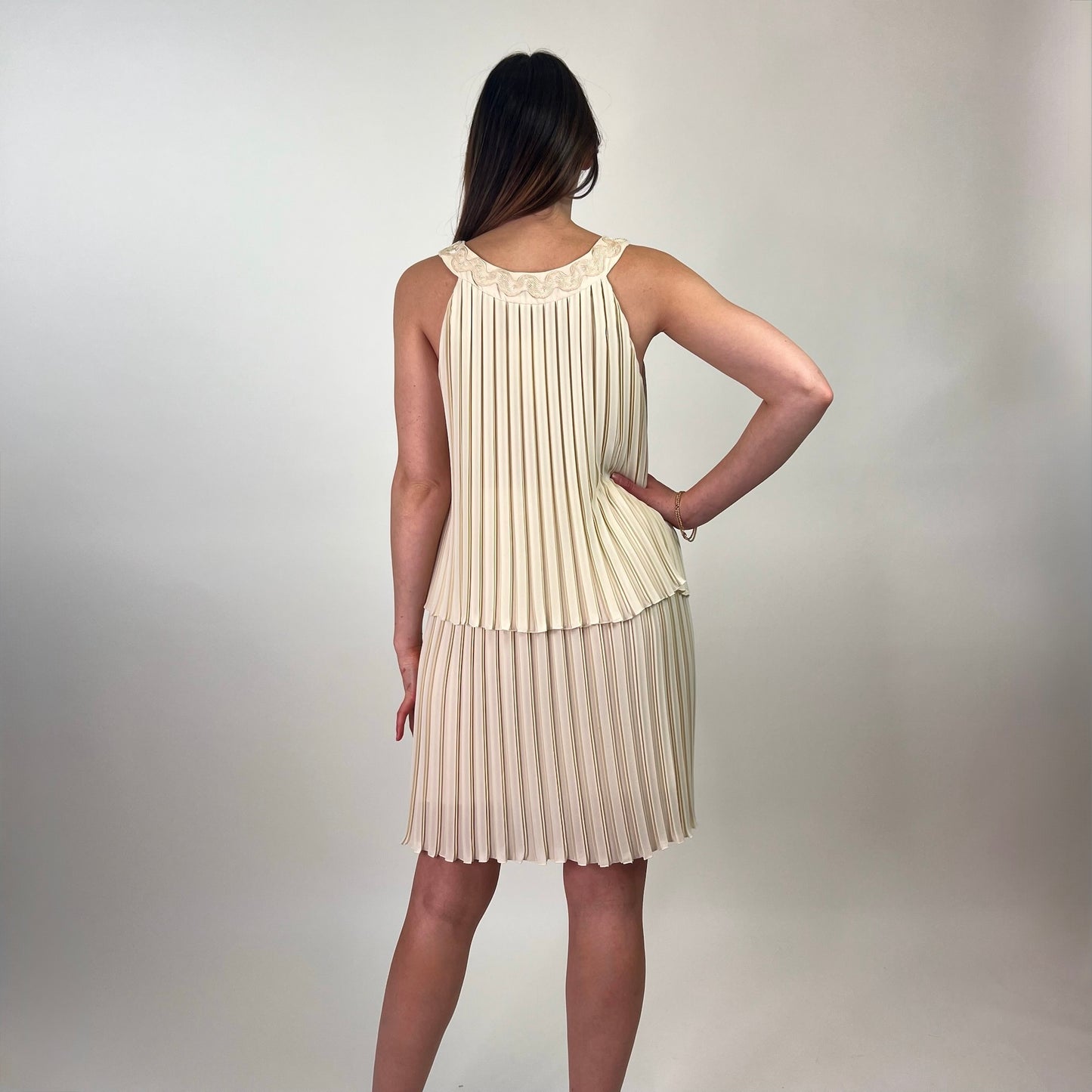 MOSCHINO Abito plissettato panna