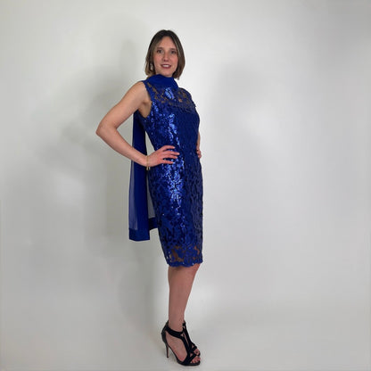 LUISA SPAGNOLI Abito tubino blu con paillettes