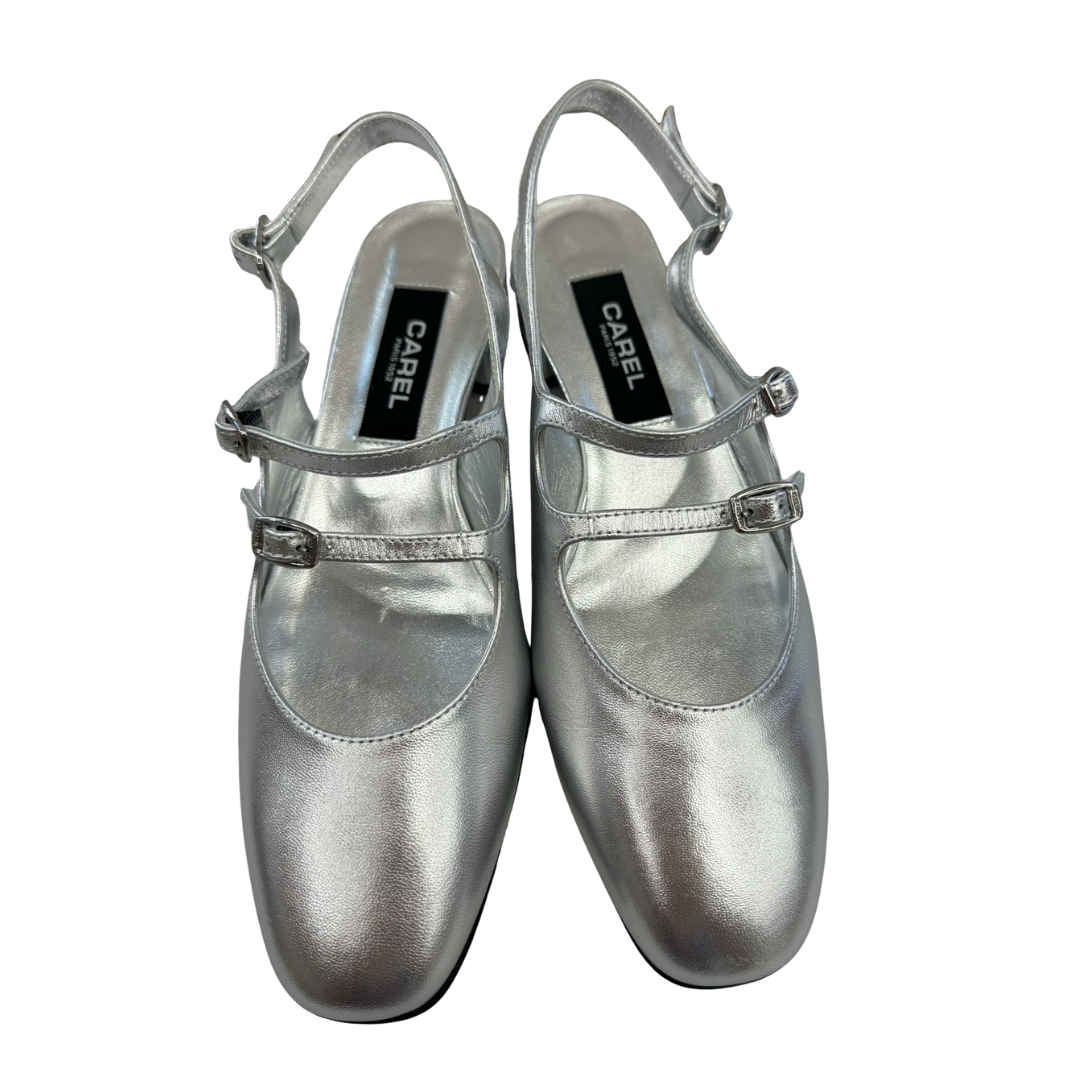 CAREL Paris Scarpa slingback in pelle argento