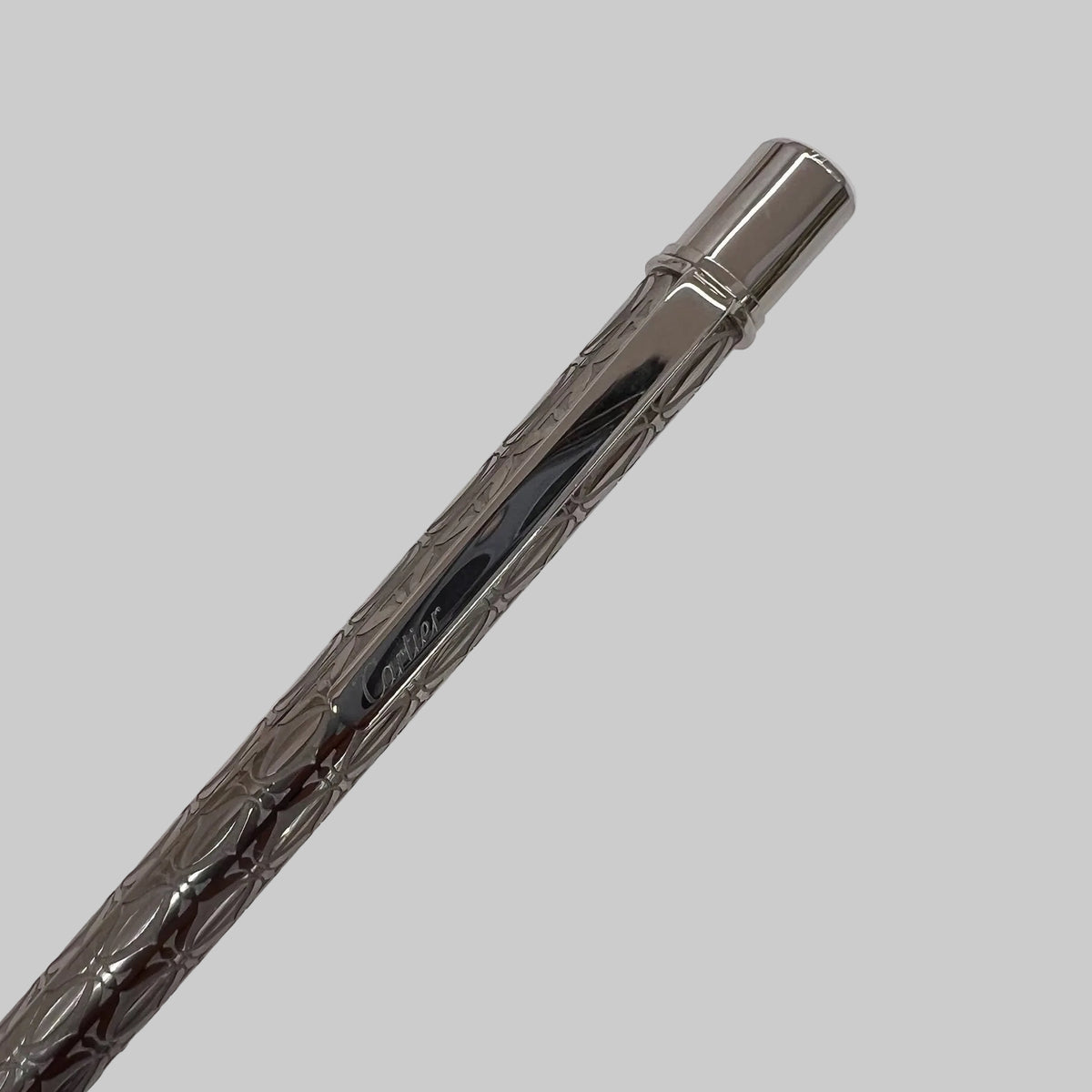 CARTIER Penna vintage a sfera "Santos" in palladio argentato con box