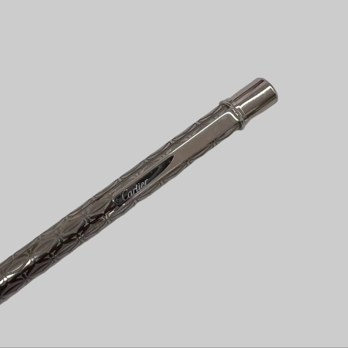 CARTIER Penna vintage a sfera "Santos" in palladio argentato con box