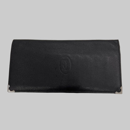 CARTIER Portadocumenti "Must de Cartier" pelle nera ed interno bordeaux 
