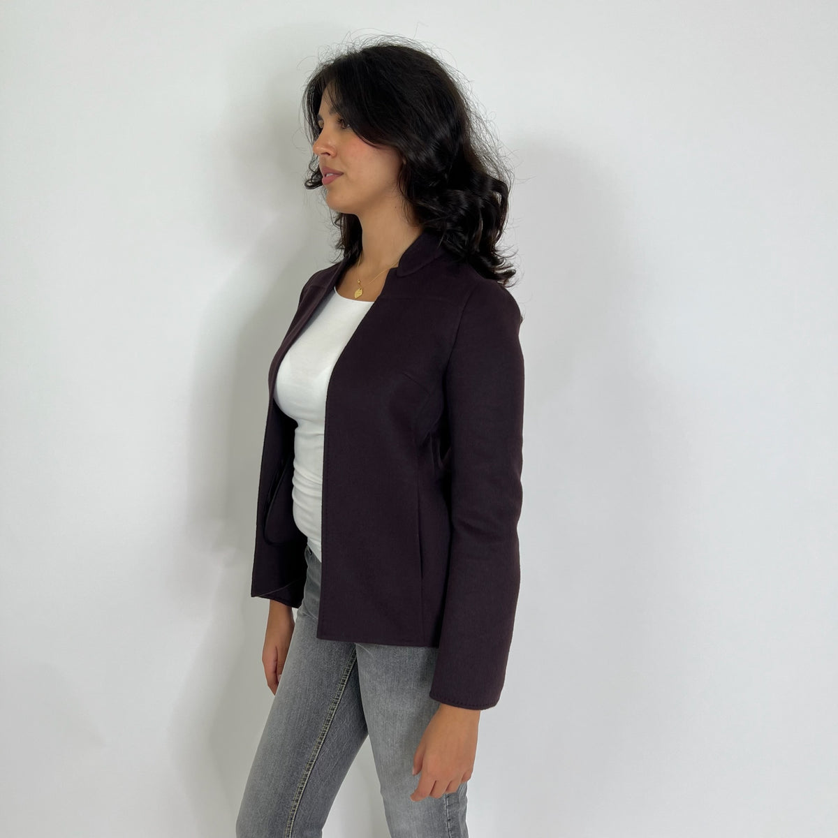 AGNONA Giacca in lane e angora aubergine