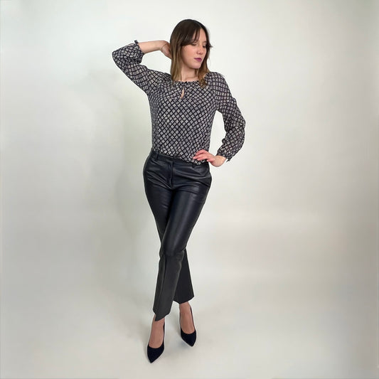 BOSS Pantaloni in pelle blu scuro