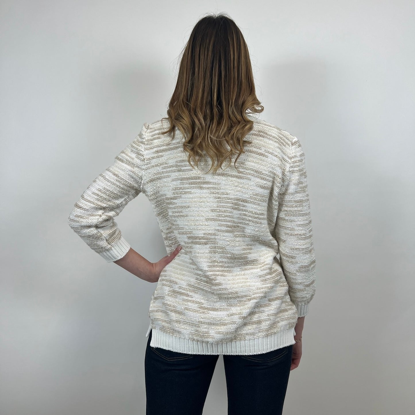 AMINA RUBINACCI Cardigan bianco e tortora