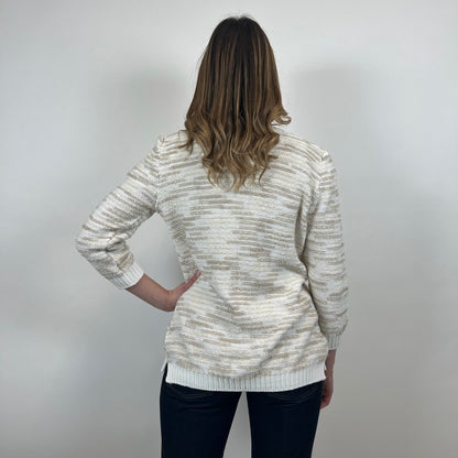 AMINA RUBINACCI Cardigan bianco e tortora