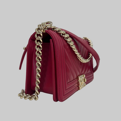 CHANEL Borsa Boy Medium rosso lampone