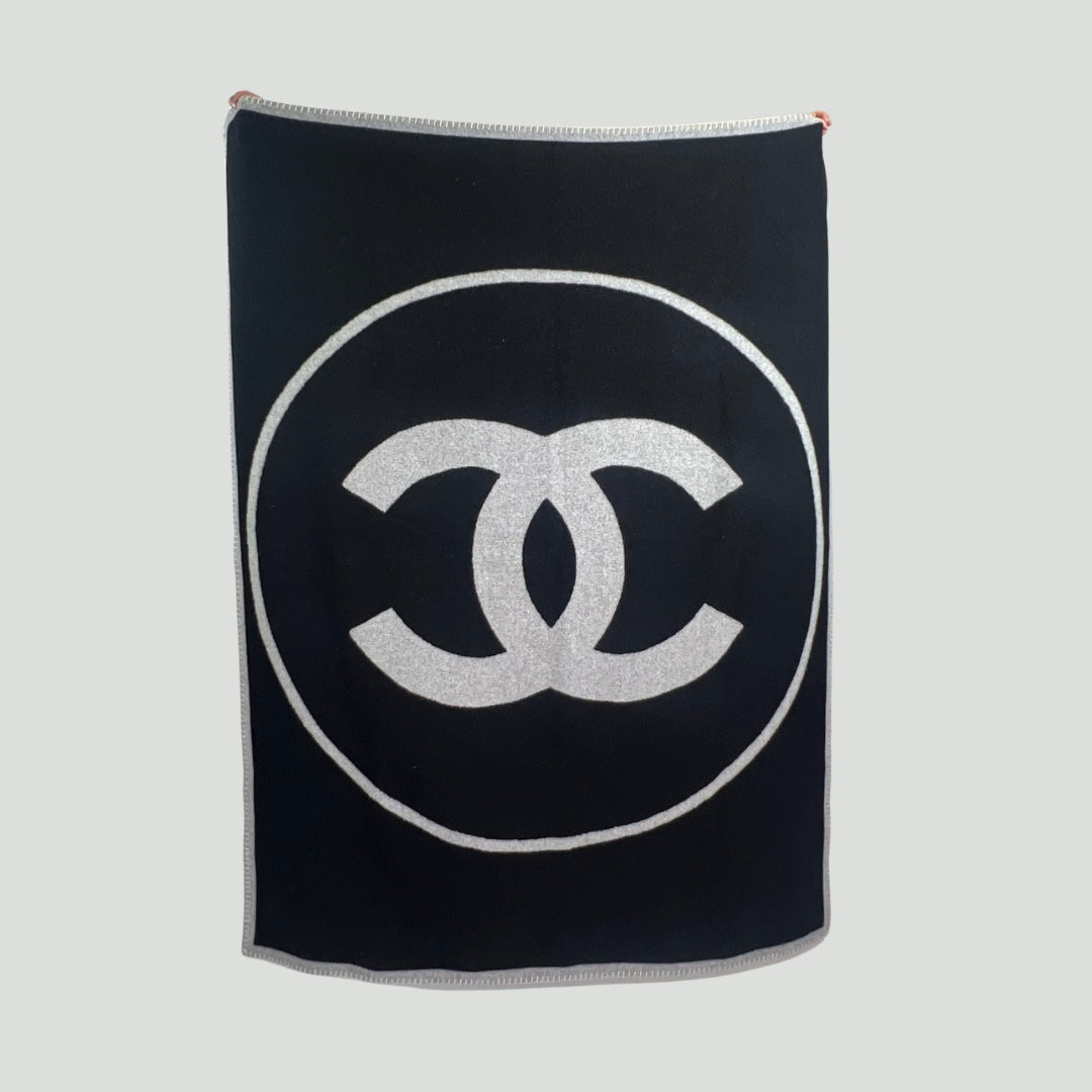 CHANEL Coperta plaid in lana grigia 4