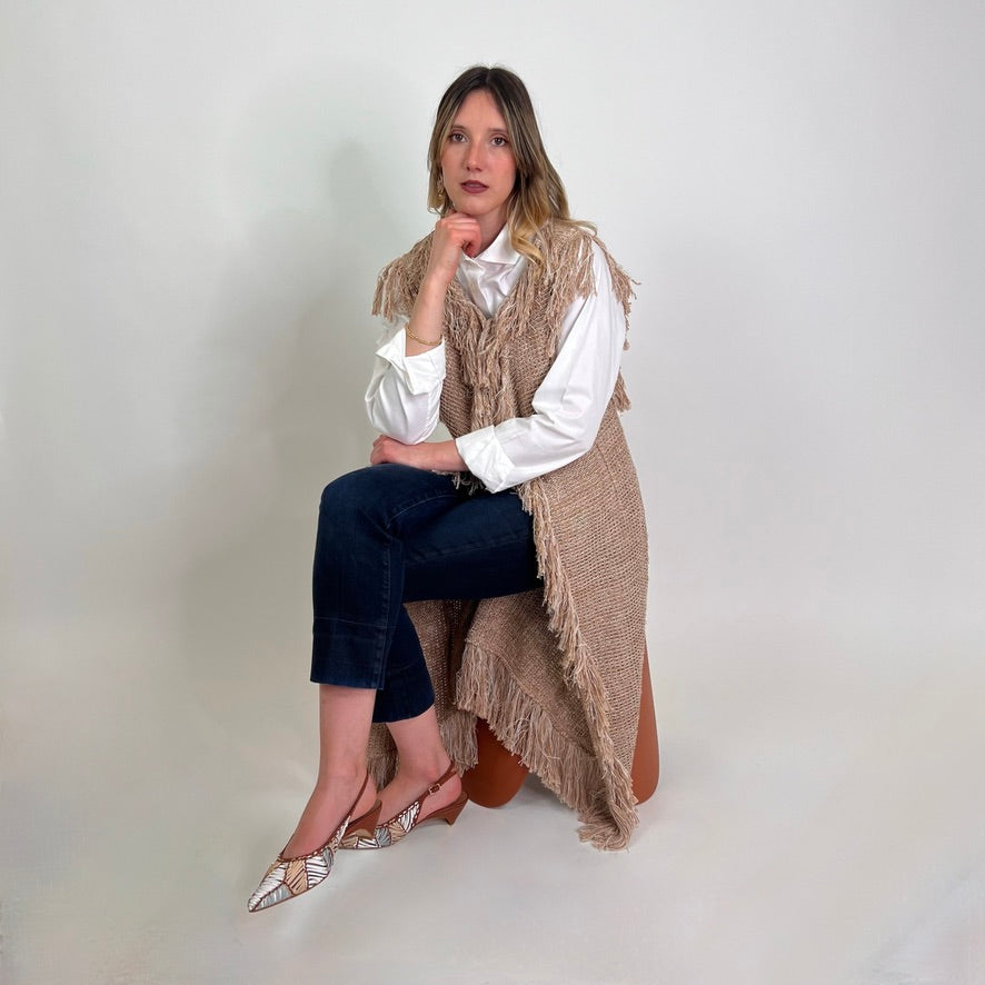CHARLOTT Gilet in maglia beige filo lamè