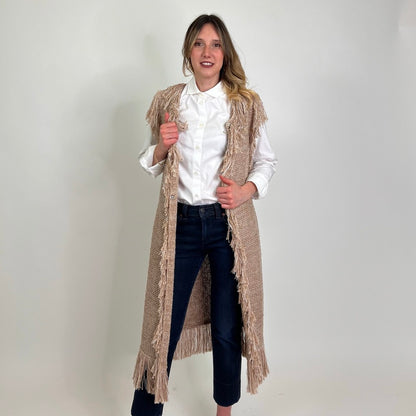 CHARLOTT Gilet in maglia beige filo lamè