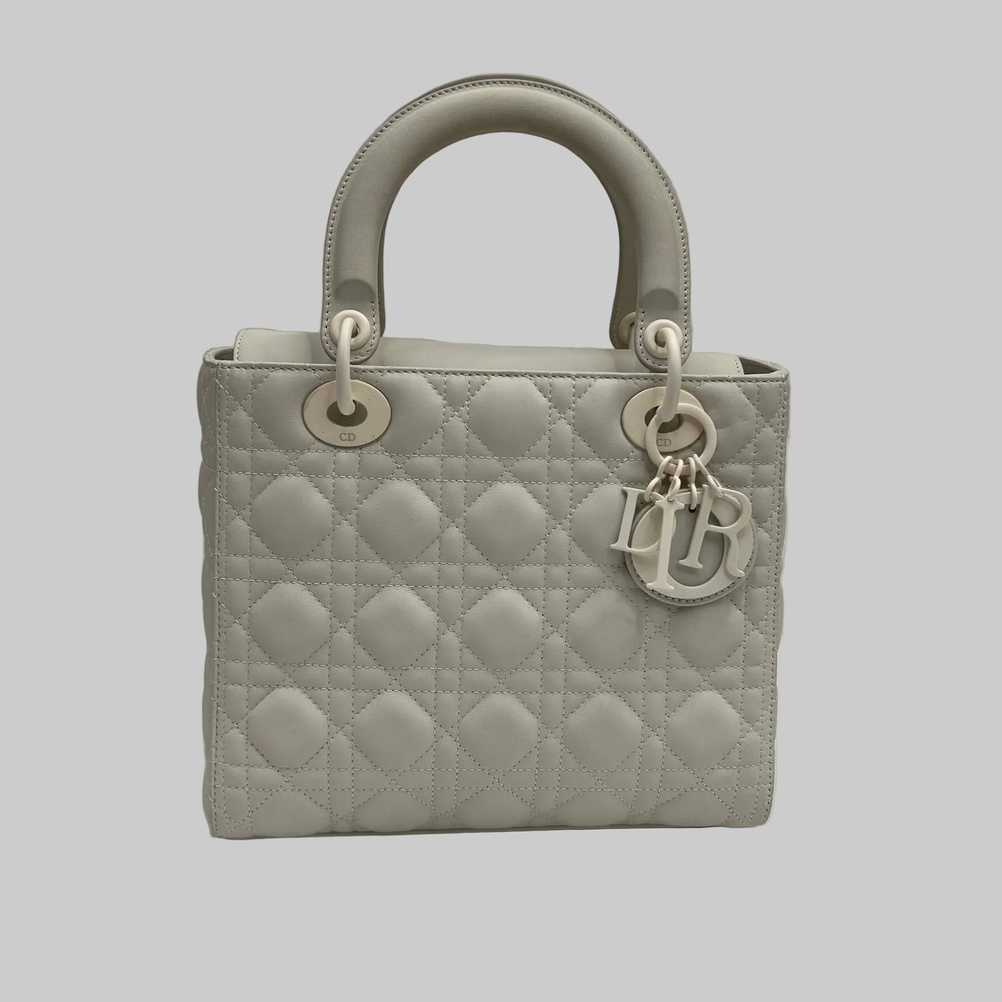 CHRISTIAN DIOR Borsa Lady Dior media bianco latte ultra opaca 