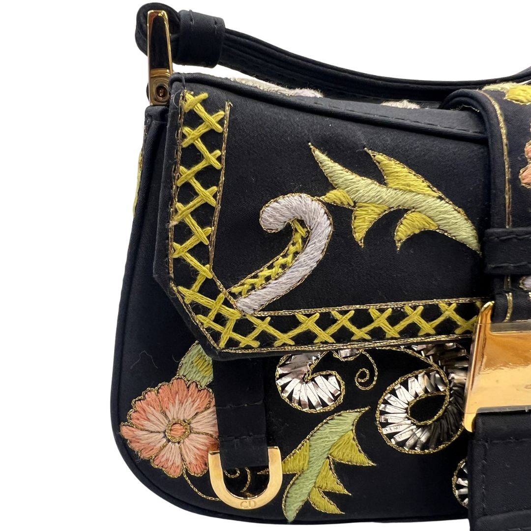 CHRISTIAN DIOR Borsa pochette ricamata a fiori