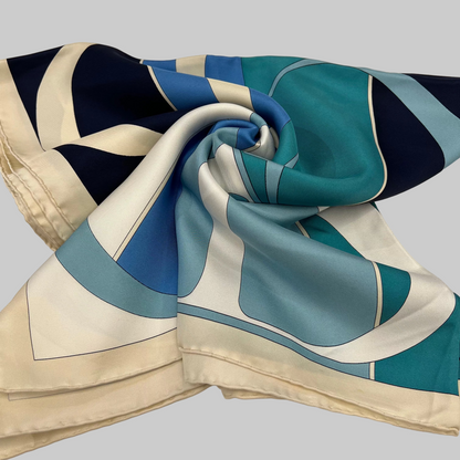 CHRISTIAN DIOR Foulard seta carré toni bianco azzurro blu