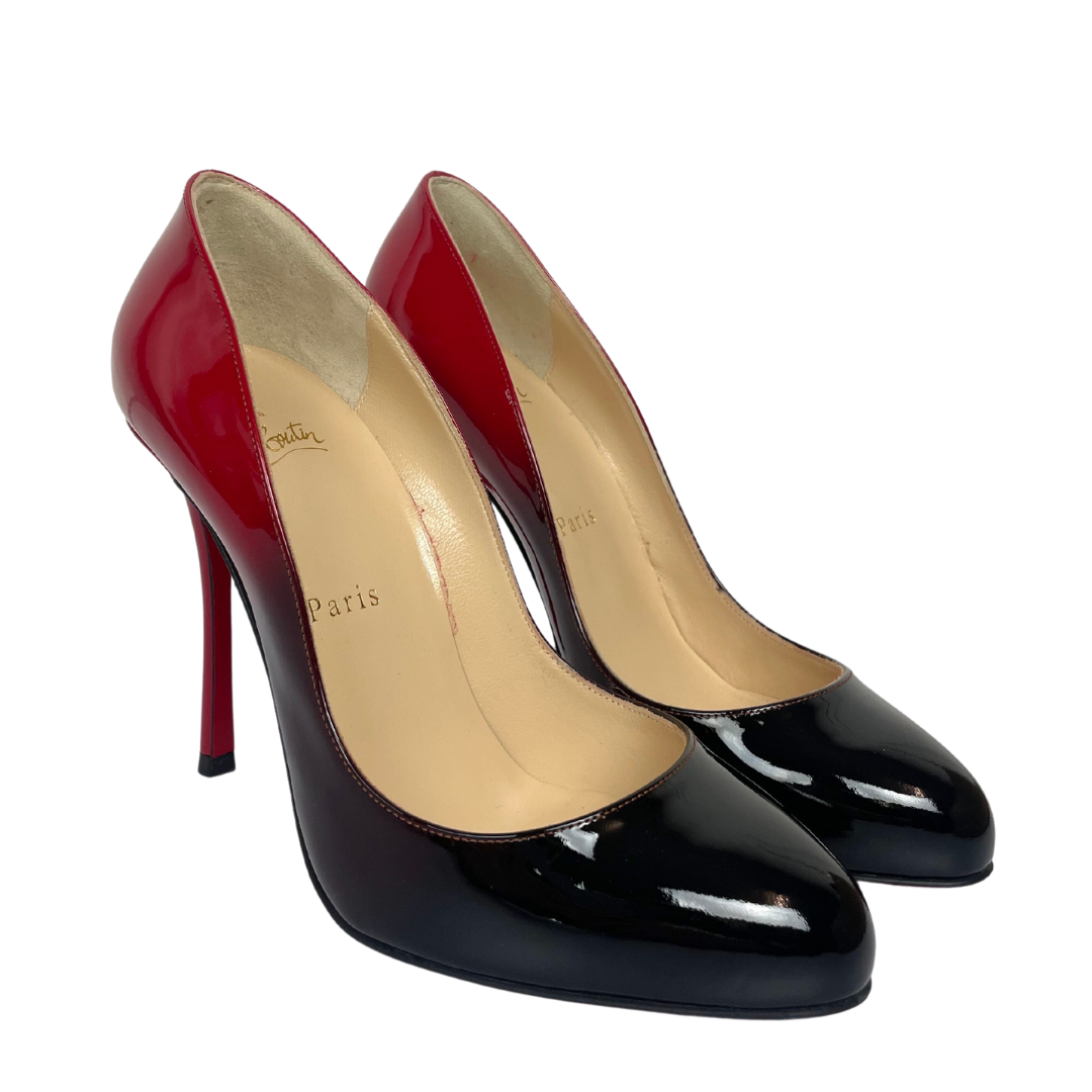 CHRISTIAN LOUBOUTIN Decollet in vernice nera e rossa sfumata