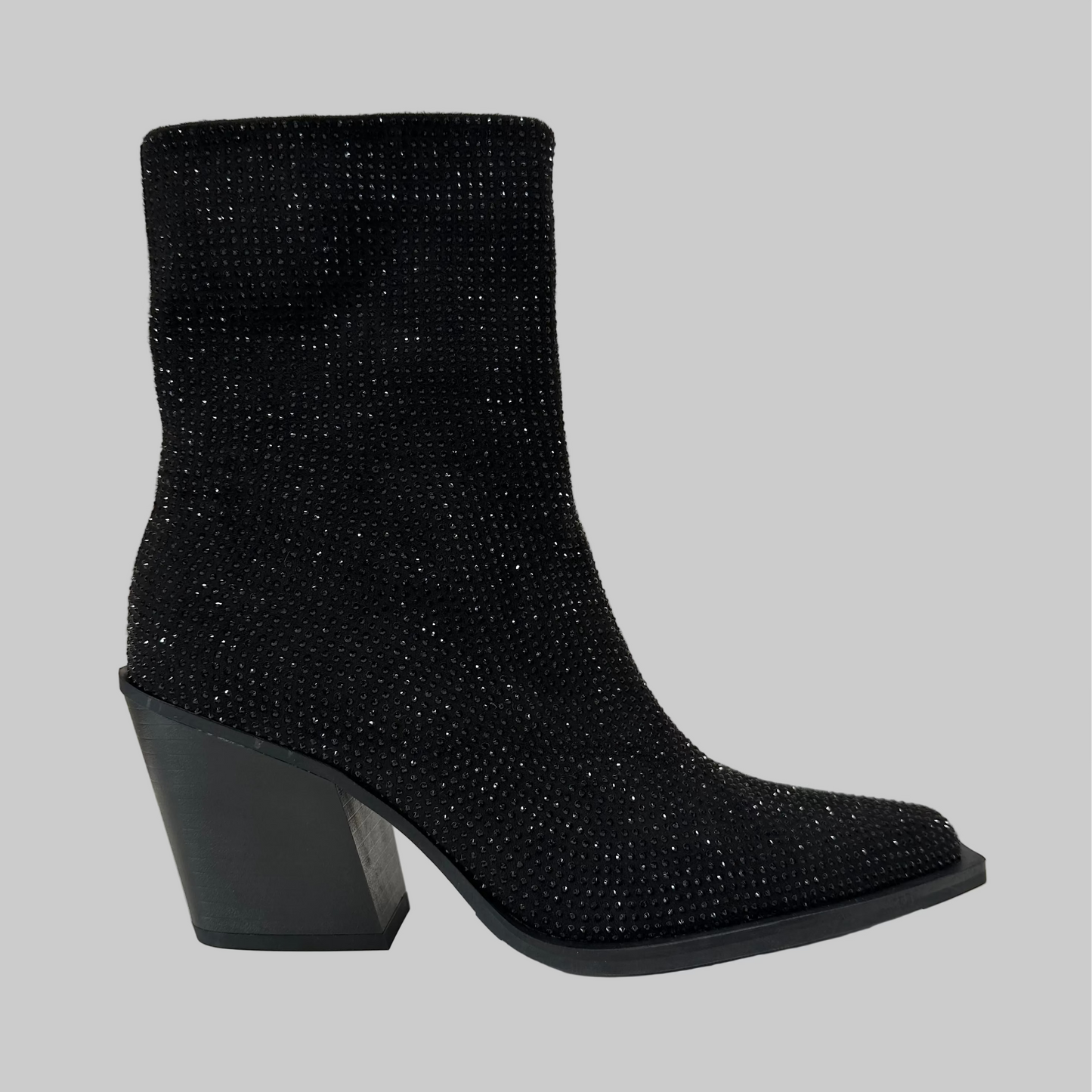 CRISTIN Scarpa stivaletto camperos in tessuto nero con brillantini