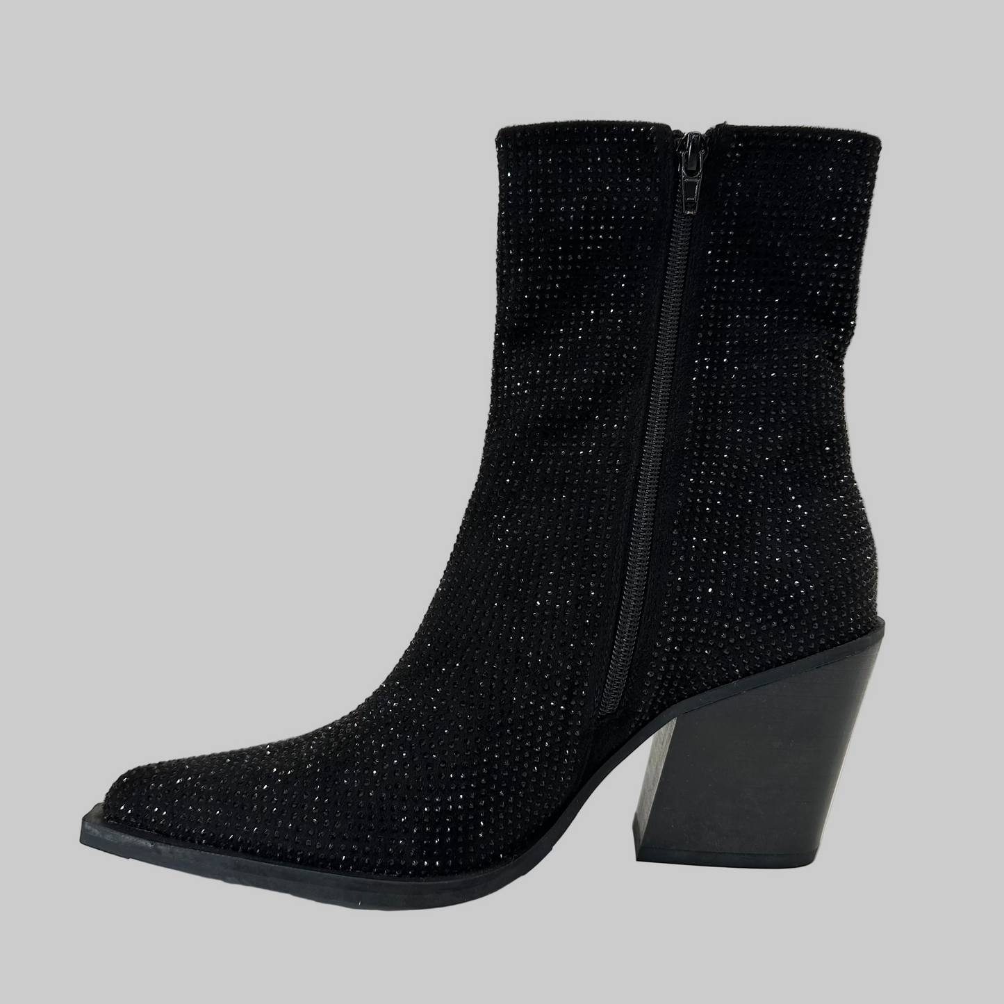 CRISTIN Scarpa stivaletto camperos in tessuto nero con brillantini