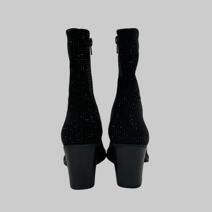 CRISTIN Scarpa stivaletto camperos in tessuto nero con brillantini