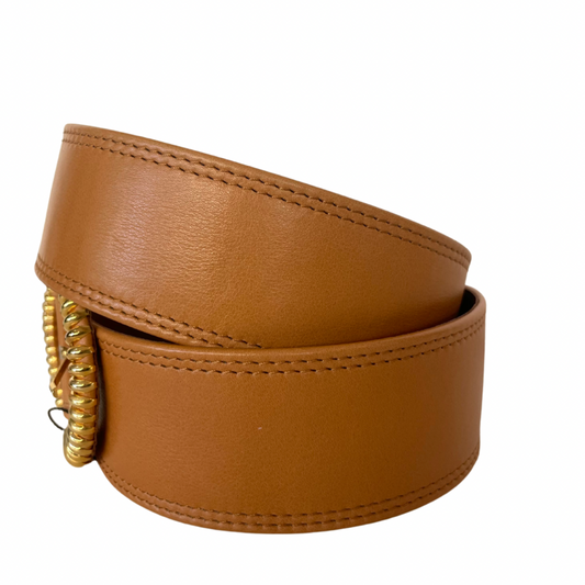 Cintura in pelle color biscotto