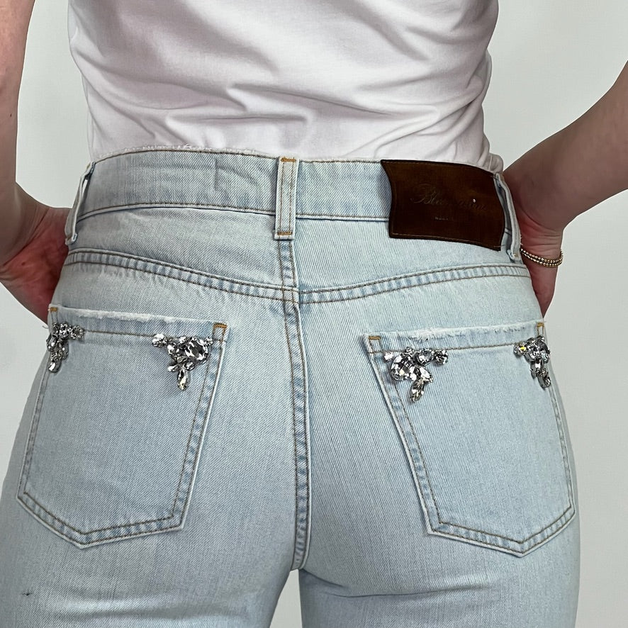 BLUMARINE Jeans azzurro chiaro con dettaglio gioiello