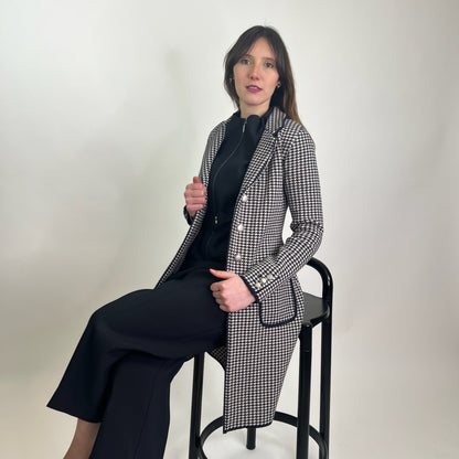 MORESI Cappotto pied de poule blu e bianco