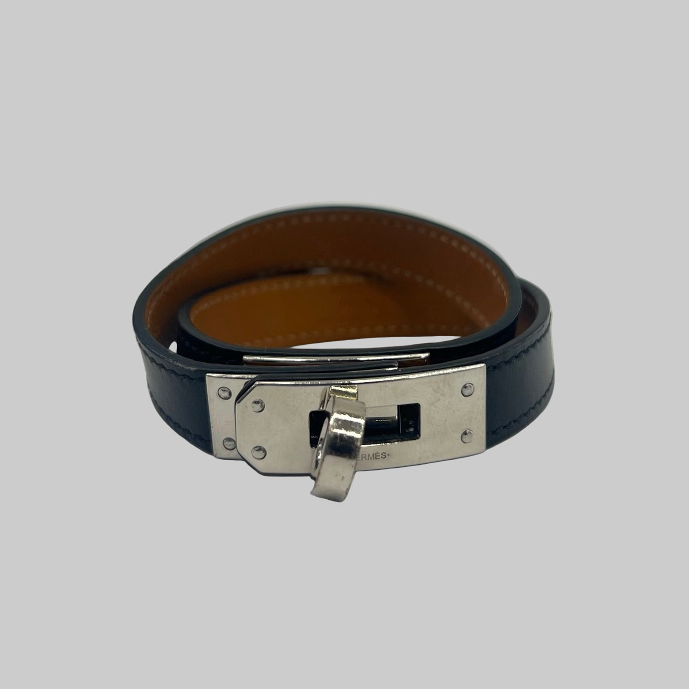 HERMES Bracciale Kelly double tour nero con dettagli argento