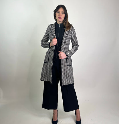 MORESI Cappotto pied de poule blu e bianco